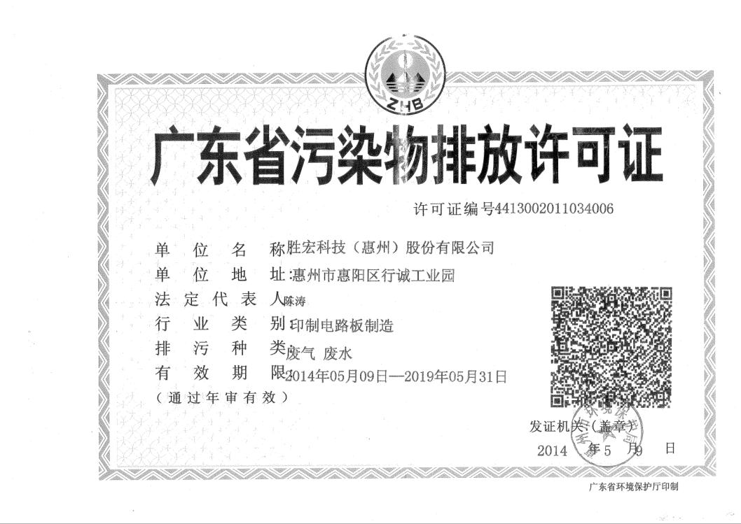 信息公开：713贵宾会官网科技2015-2019年排污许可证